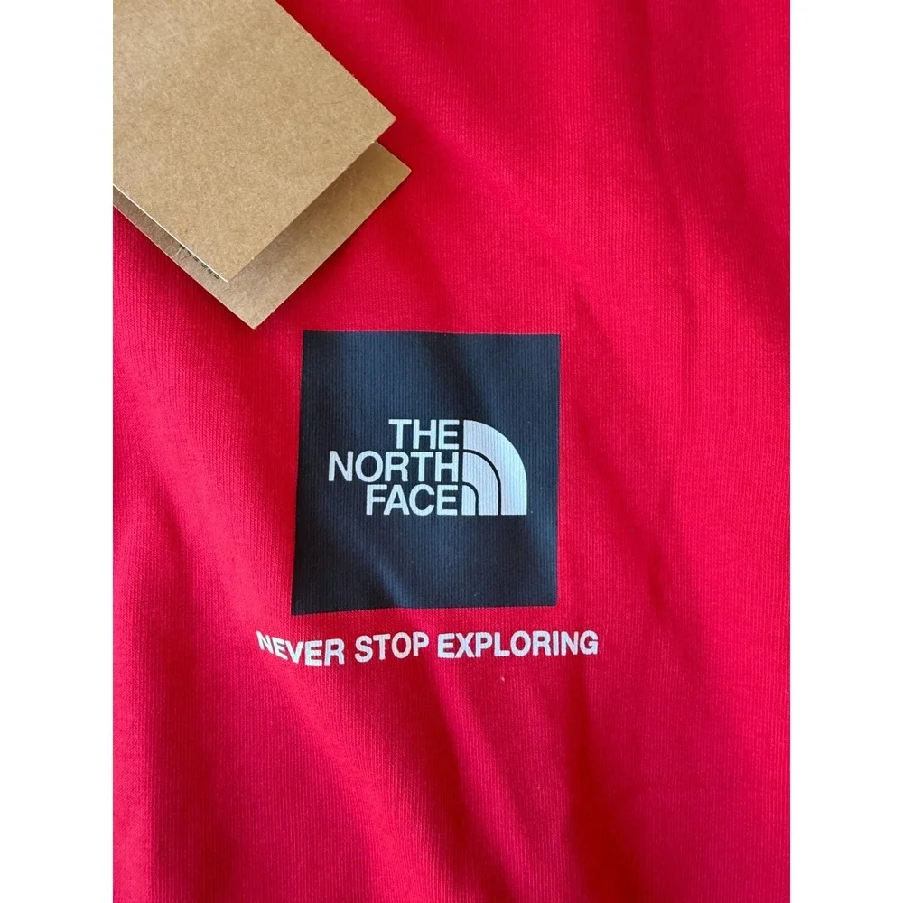 The North Face Box Logo Hoodie Red Men's XL‎ Pullover Sweatshirt NWT